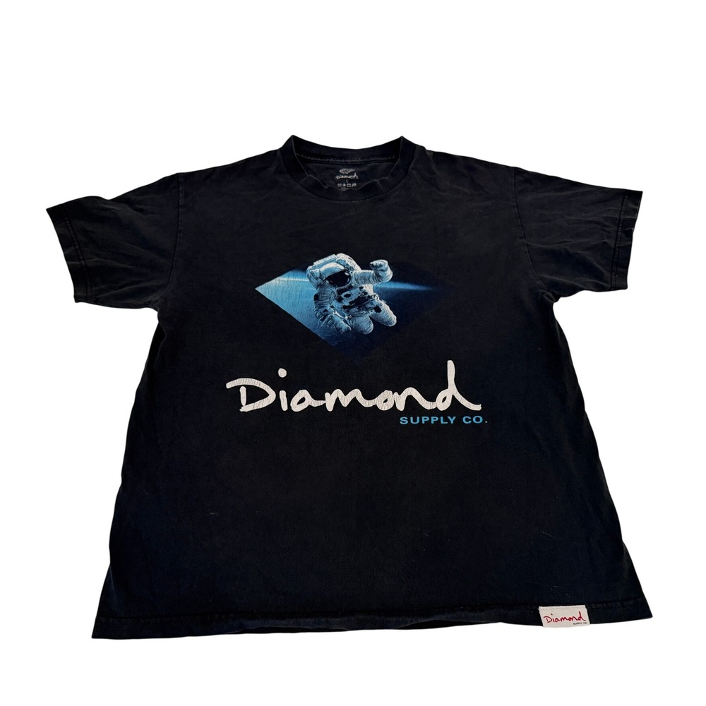 Diamond Supply Co Mens Black Astronaut Space Graphic T-Shirt Large Streetwear